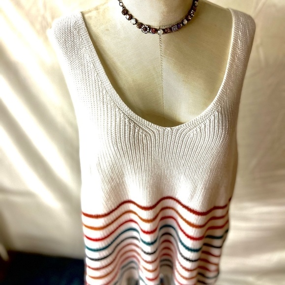 STRIPED V NECK TANK TOP SWEATER - Picture 4 of 7